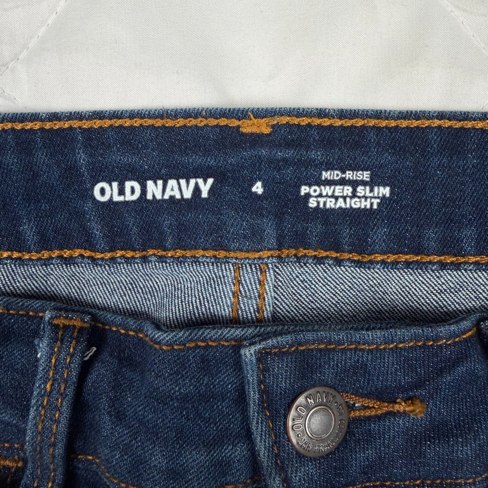 Old Navy Jeans Womens 4 Mid Rise Power Slim‎ Straight Dark Wash Stretch 29x29 - Picture 5 of 9